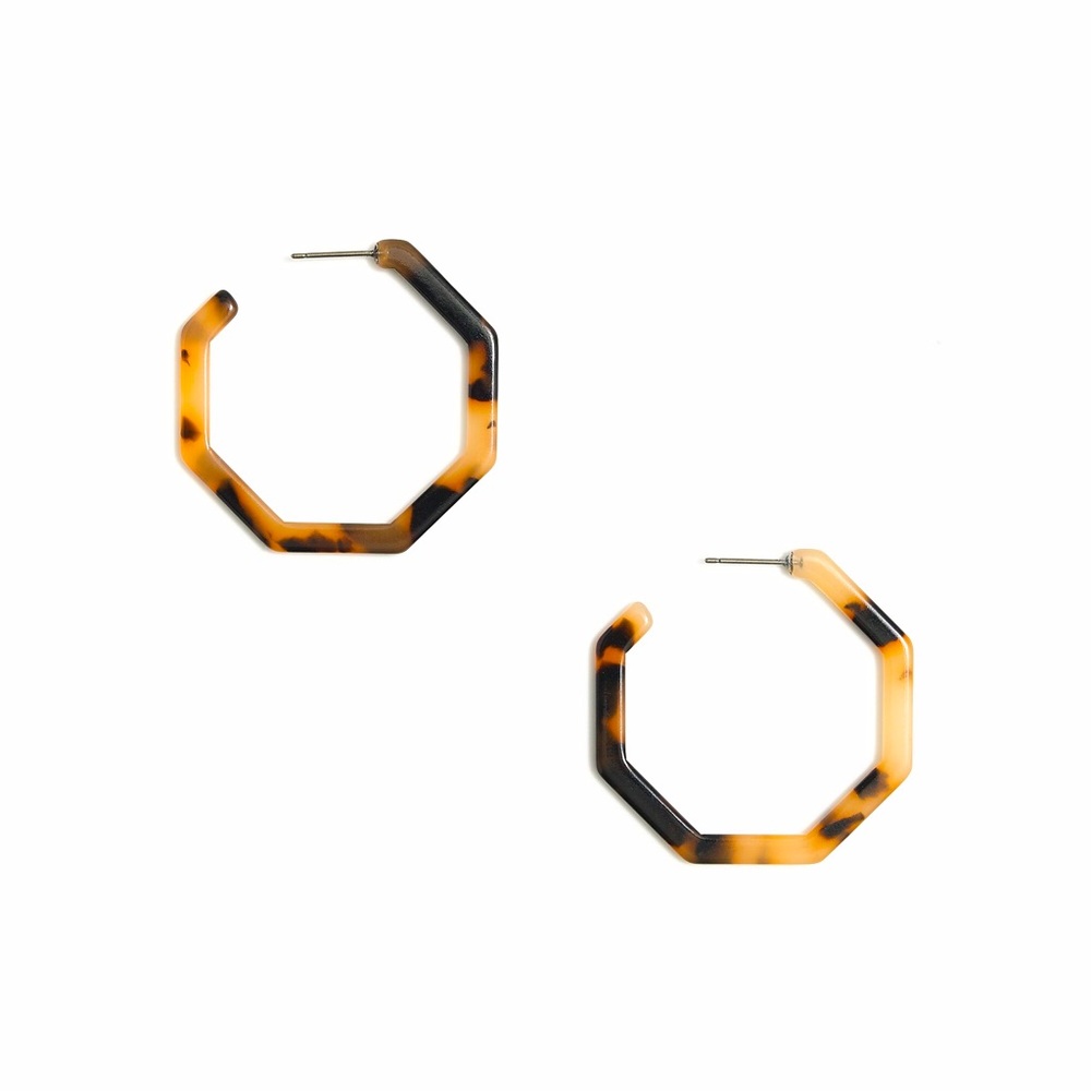 J.Crew Resin Tortoise Hexagon Earrings